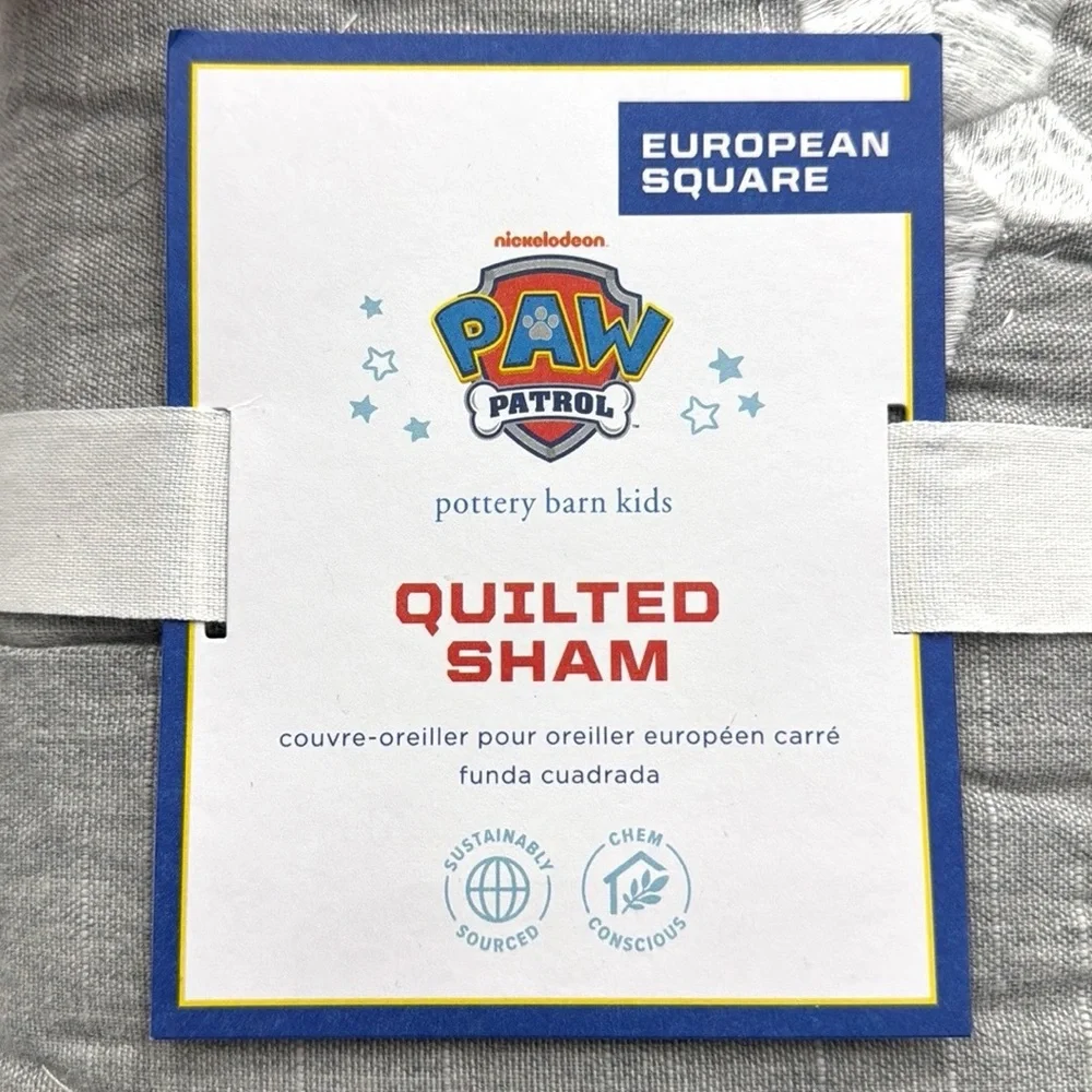 Pottery Barn Kids European Square Paw Patrol Quilted Embroidered Sham